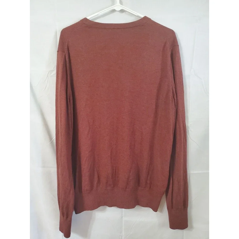 Banana Republic Sweater Mens Extra Large Brown Silk Blend Pullover V-Neck Casual